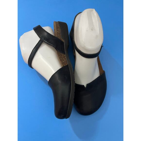 Dansko Black Leather Ankle Strap Sandals size 38 Ballet Ankle Strap - Picture 3 of 7